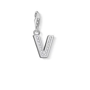 Thomas Sabo CZ Initial V Charm Sterling Silver White CZ Lobster Clasp